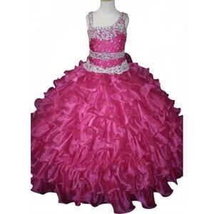 NEW LITTLE ROSIE girl's glitz pageant dress in fuchsia